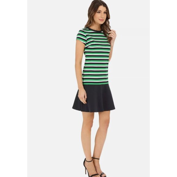 Michael Kors Green and Black Striped Dress - Picture 1 of 12